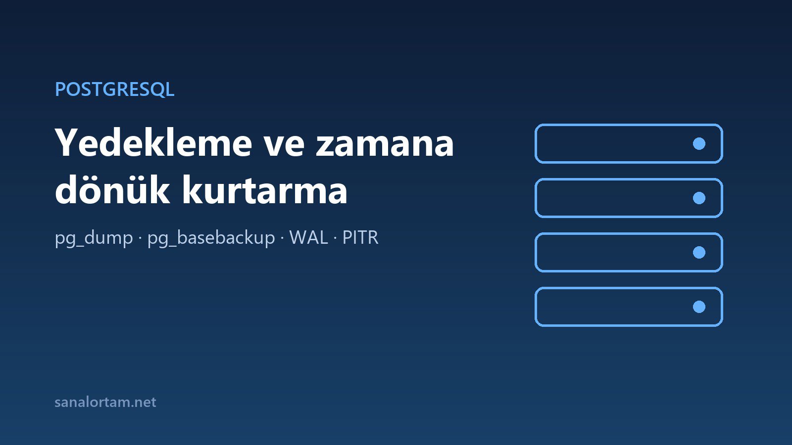 PostgreSQL yedekleme rehberi: pg_dump'tan zamana dönük kurtarmaya (PITR)